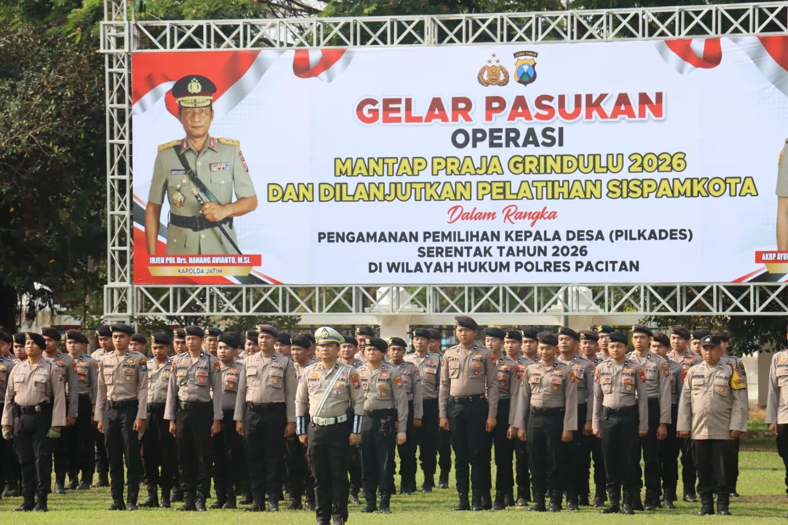 Polres Pacitan Gelar Pasukan Operasi Mantap Praja Grindulu 2026, Antisipasi Konflik Pilkades Serentak