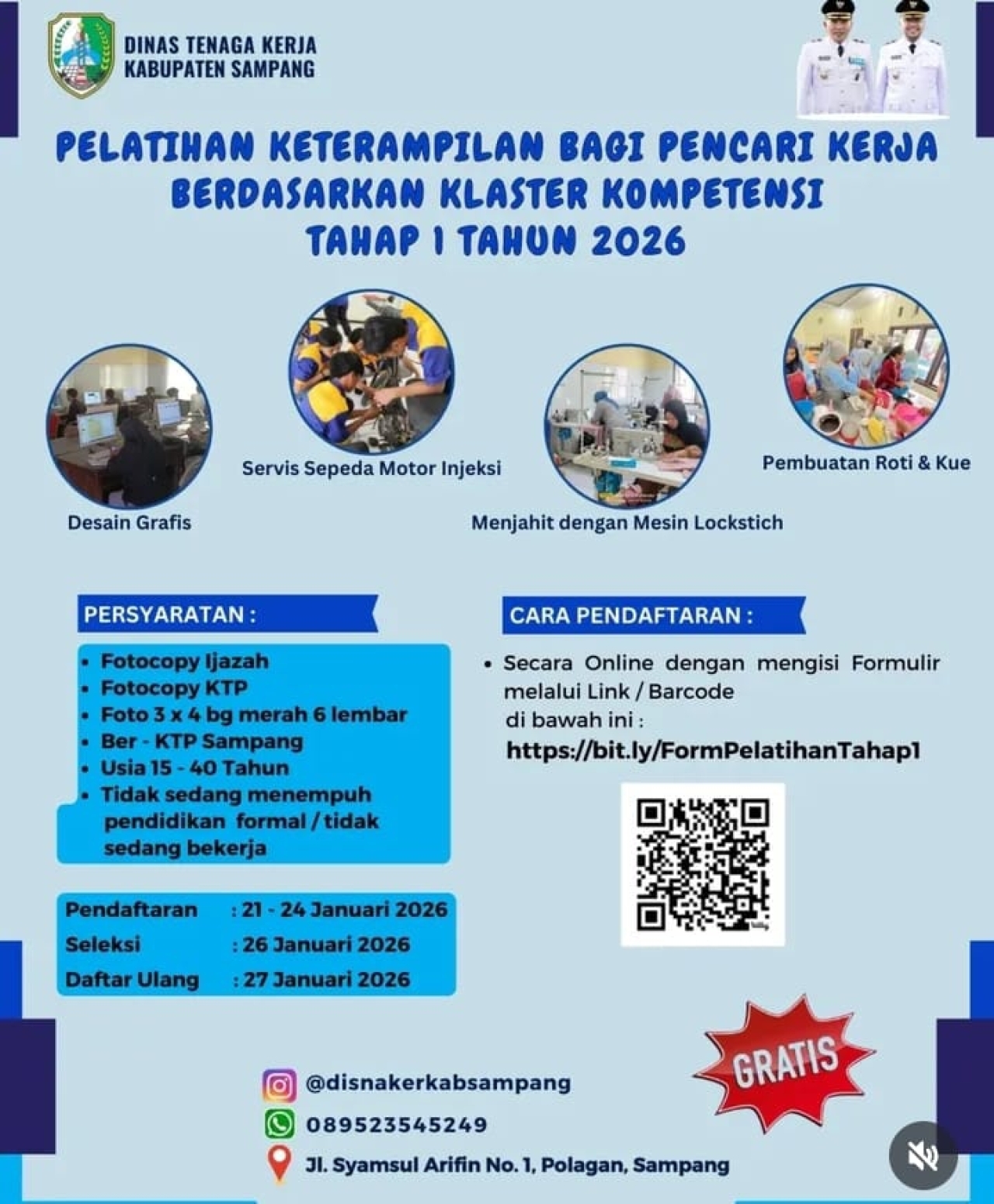 Dinas Tenaga Kerja Kabupaten Sampang Buka Pelatihan Keterampilan Gratis Tahap I Tahun 2026