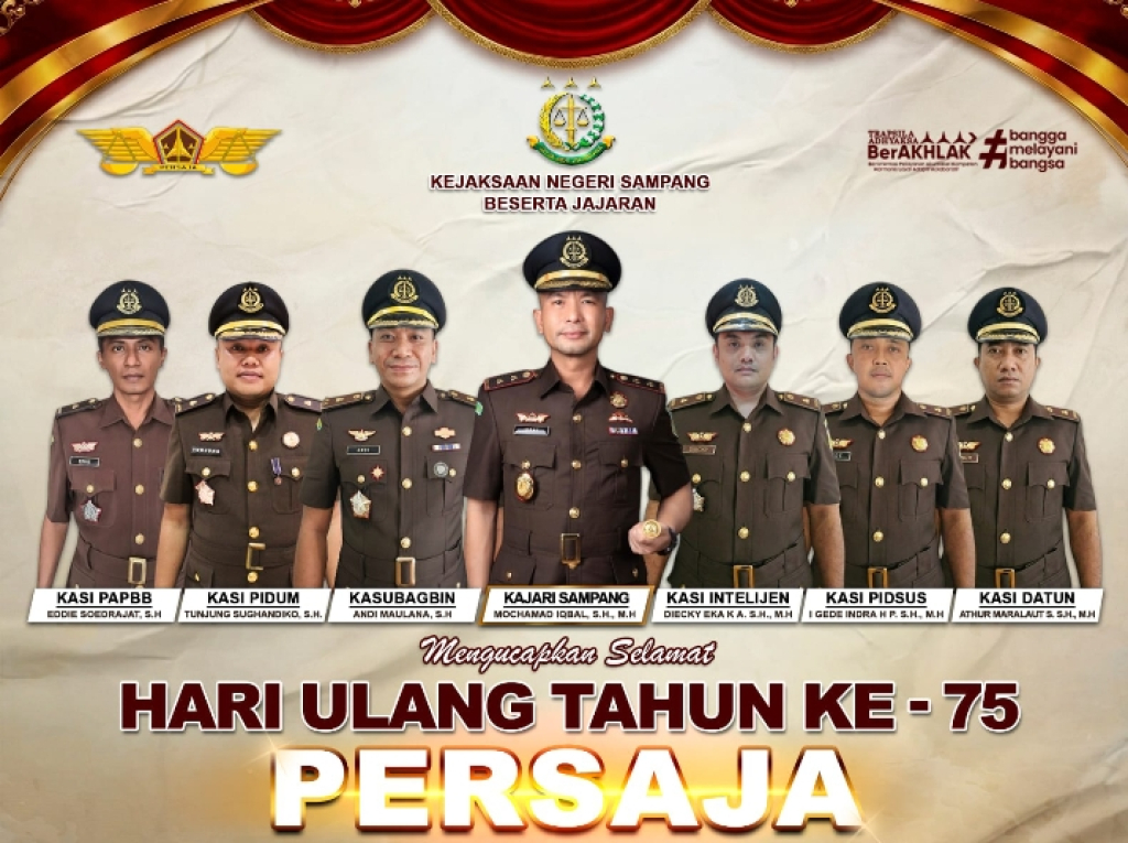 Caption Foto: Kejari Sampang Peringati HUT ke-75 PERSAJA dengan Komitmen Penegakan Hukum