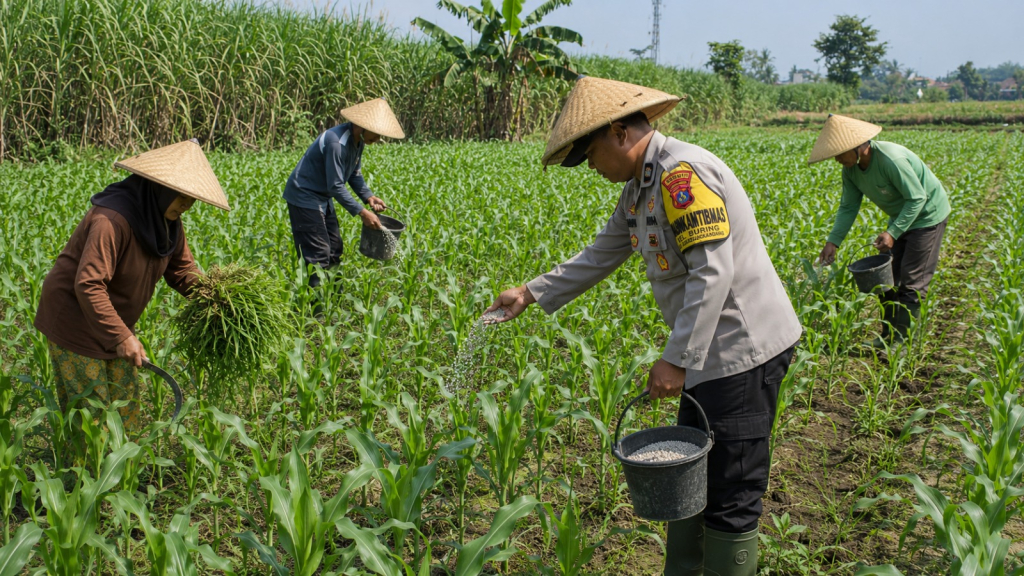 Bhabinkamtibmas Polsek Sukorejo Pantau Pertumbuhan Jagung, Dukung Asta Cita Presiden di Bidang Ketahanan Pangan