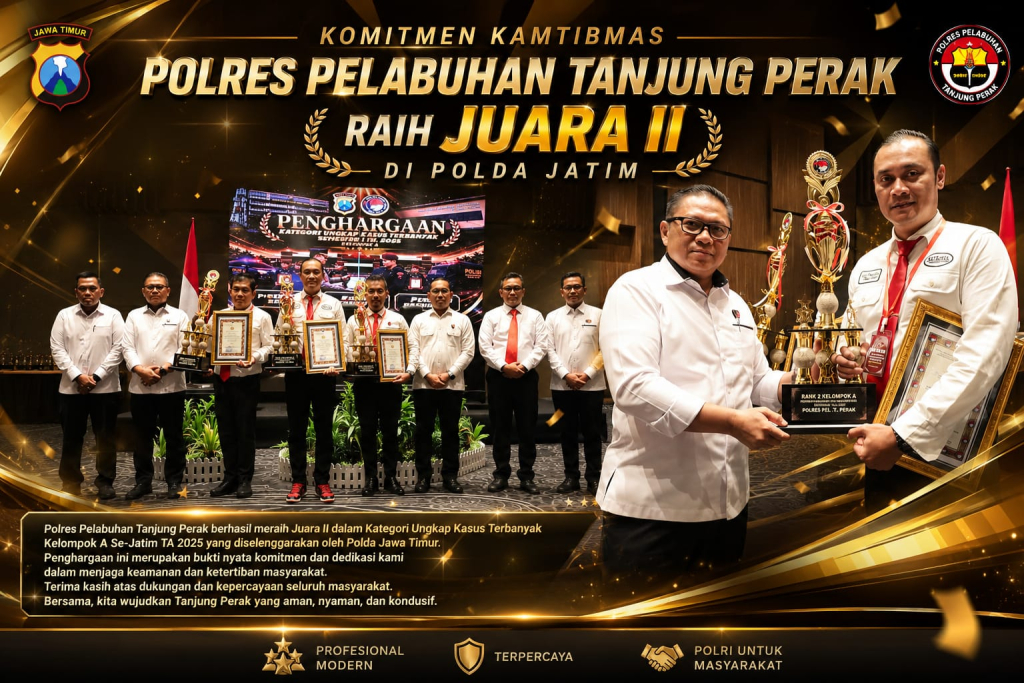 Satresnarkoba Polres Pelabuhan Tanjung Perak Ukir Prestasi, Juara II Ungkap Kasus Semester I 2026 dari Polda Jatim