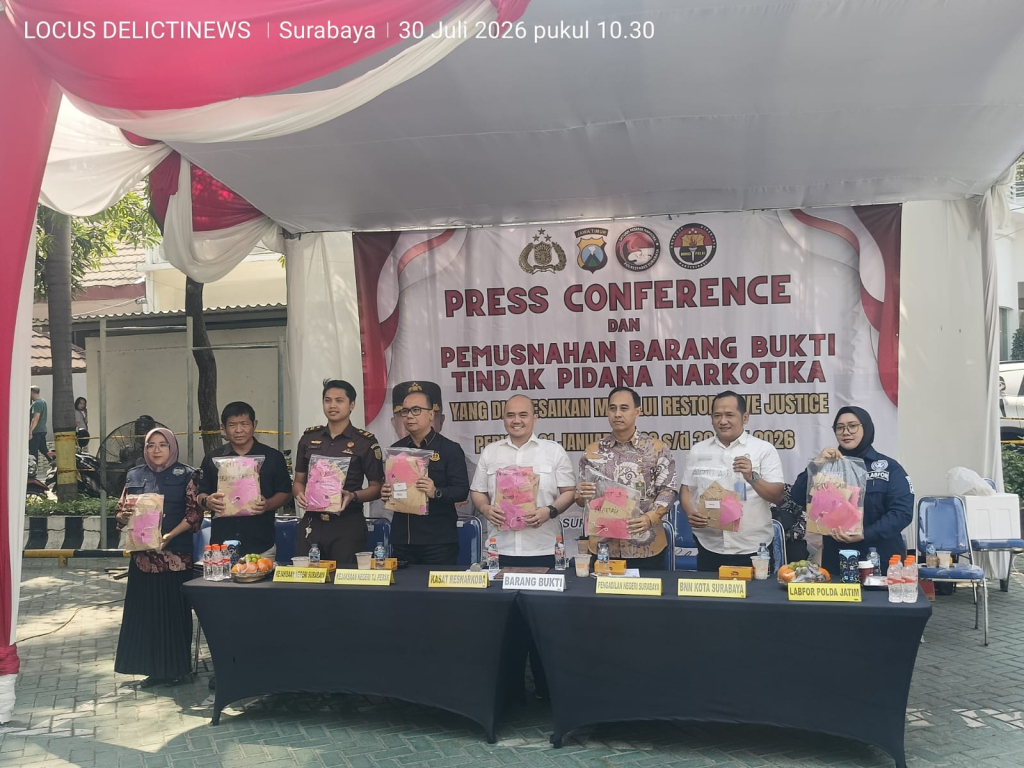 Polrestabes Surabaya Musnahkan Barang Bukti Narkoba dari 469 Kasus Restorative Justice, Libatkan 663 Tersangka