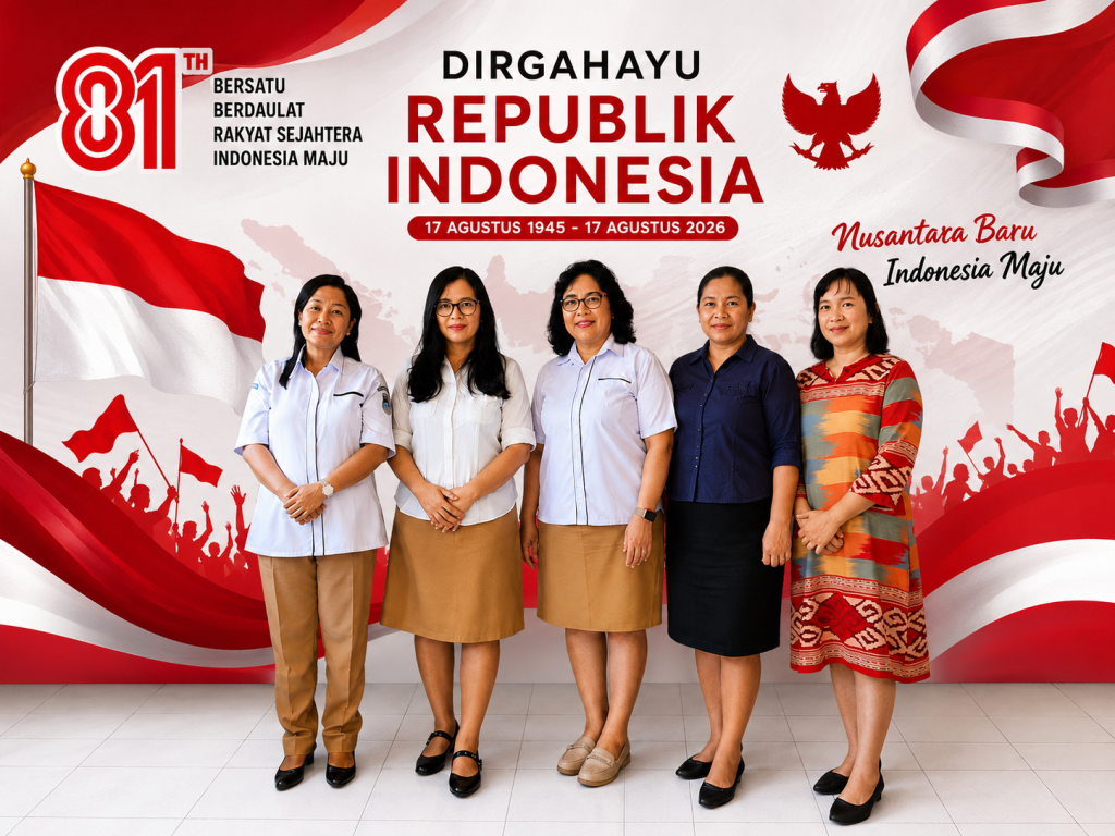Kepala Sekolah SD GMIM 26 Manado, Pdt. Mariani Polutan Tanpemawa, M.Th., bersama seluruh guru.