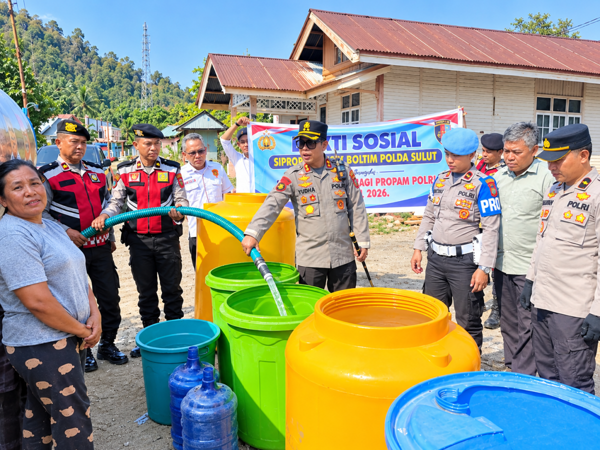Dari Media Sosial Jadi Aksi Nyata, Kapolres Boltim Salurkan 12 Ribu Liter Air Bersih untuk Warga Jiko Utara